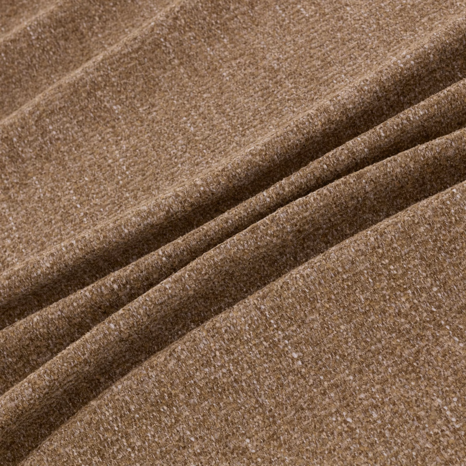 Warm nut-brown Arezzo textile with softly flecked close-grained texture in folded swatch
