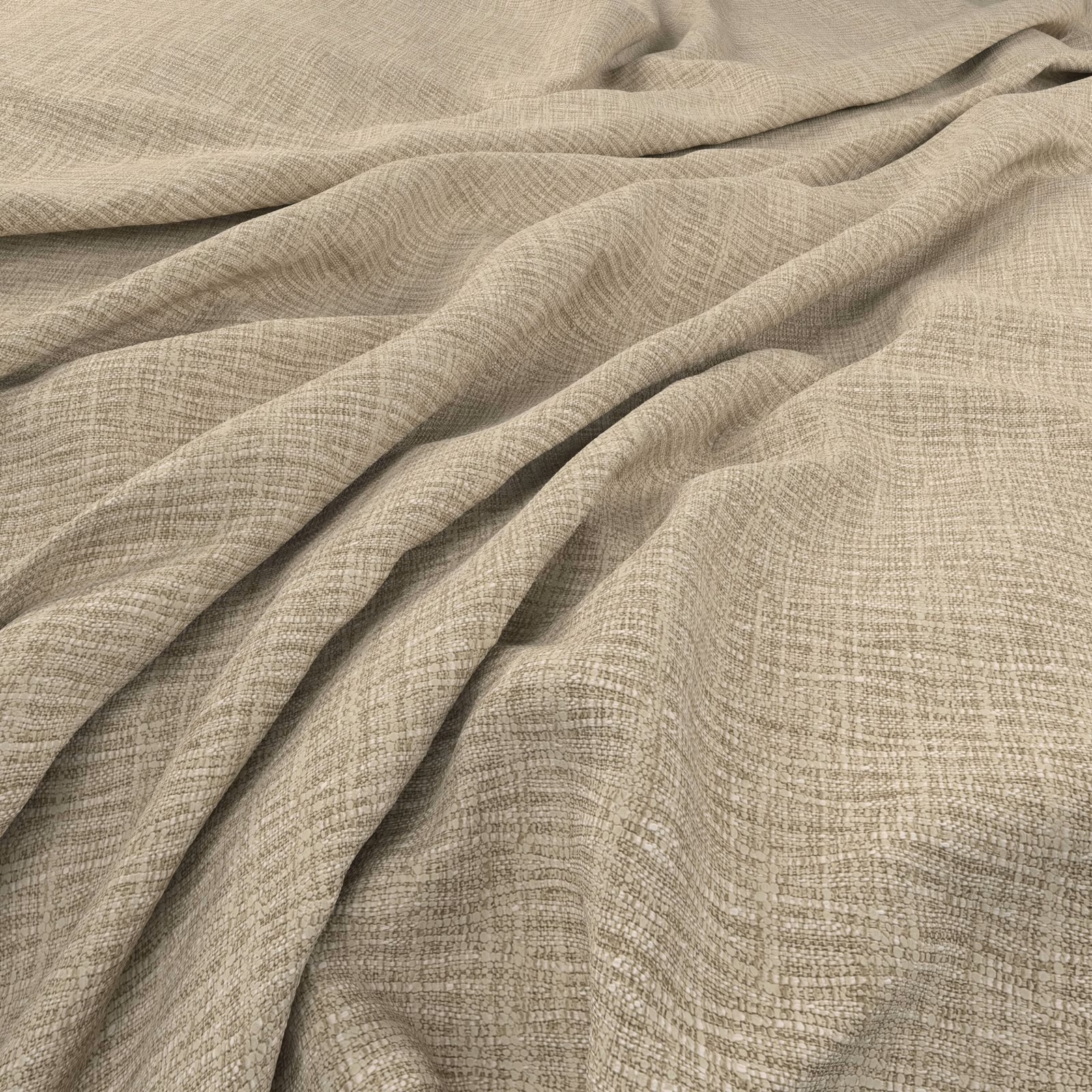 Warm natural beige crosshatch weave falling in soft, fluid folds