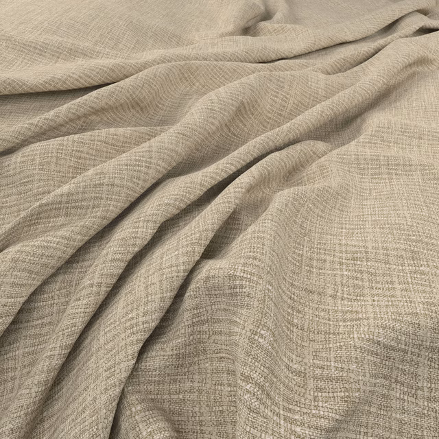 Warm natural beige crosshatch weave falling in soft, fluid folds