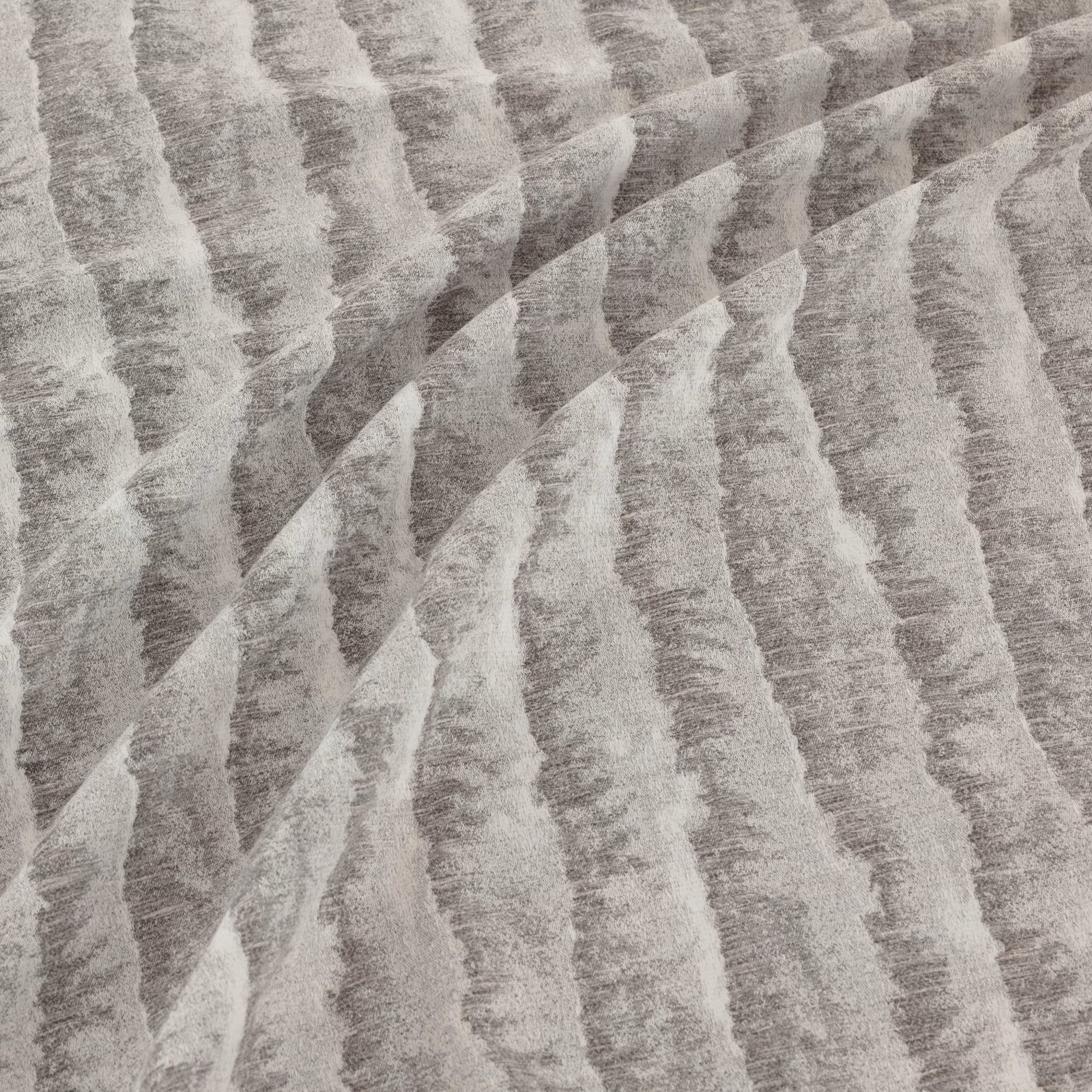 Silver-grey textile with irregular diagonal graphite bands and a softly brushed surface