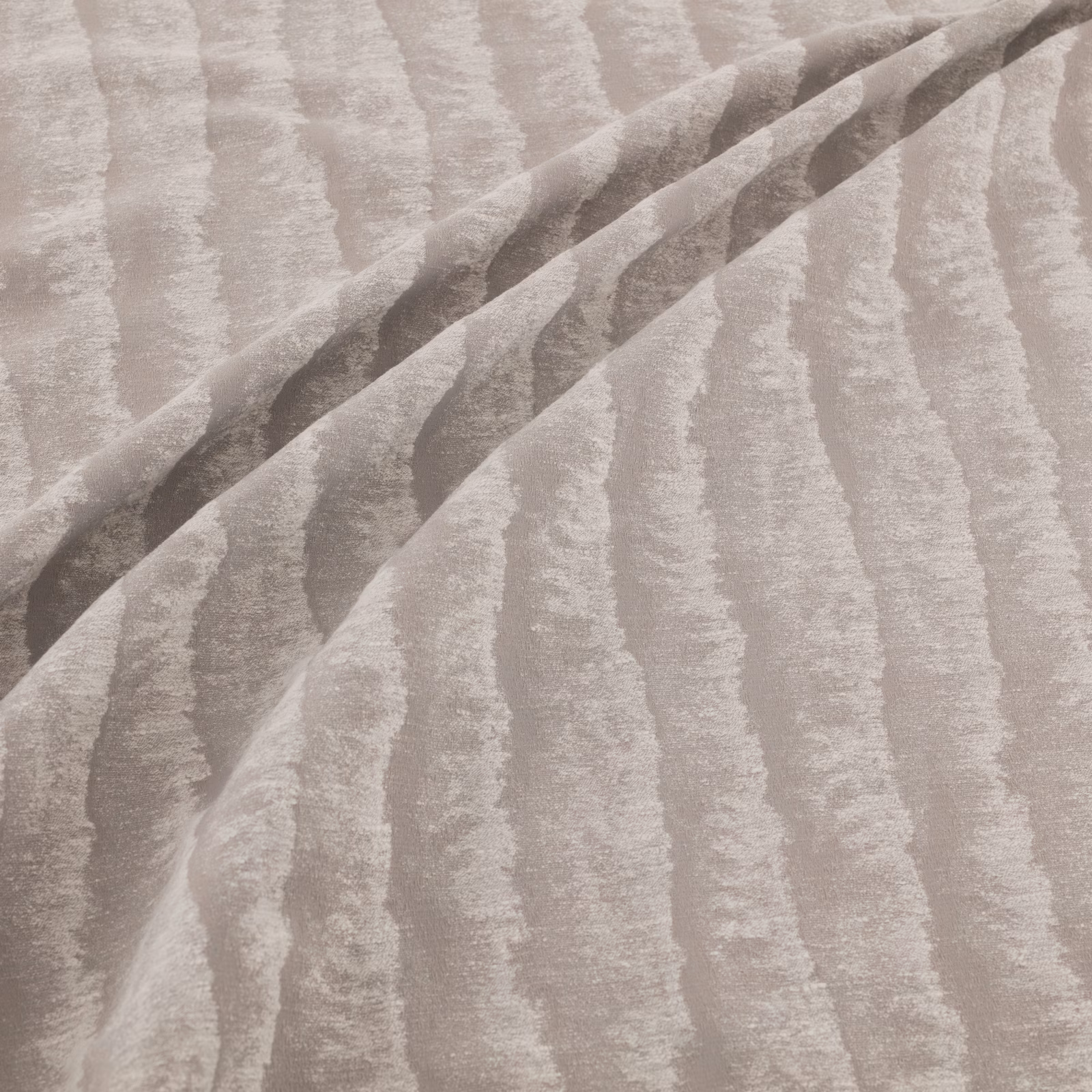 Pale titanium-grey fabric with irregular vertical striations and softly lustrous texture