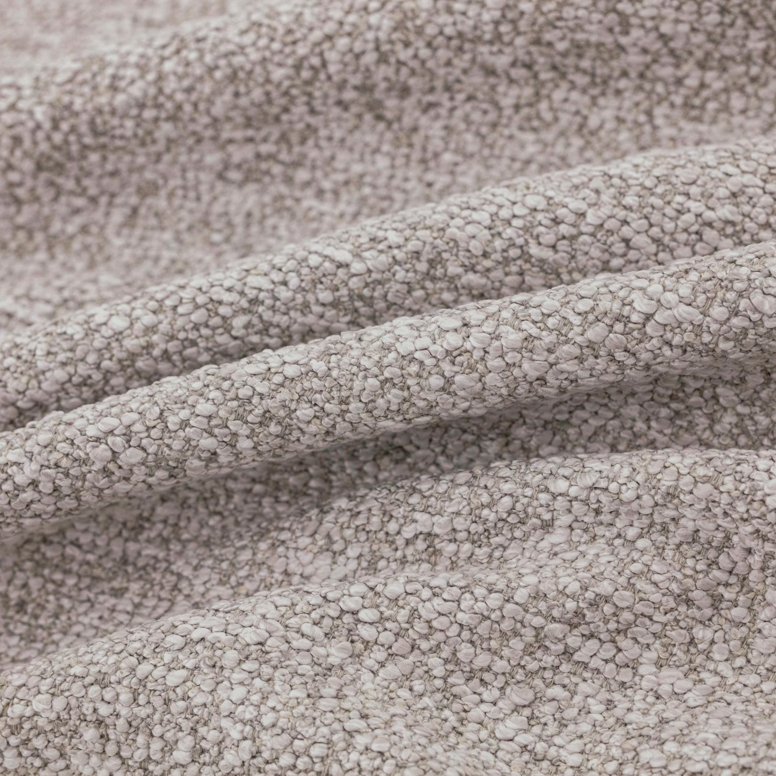 Close-up of pale greige Atlas Mist with chunky pebble-textured woven surface