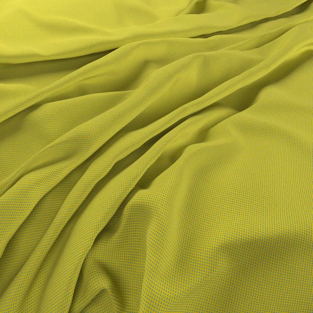 Vivid lime green textile with tiny geometric weave falling into soft rippled folds
