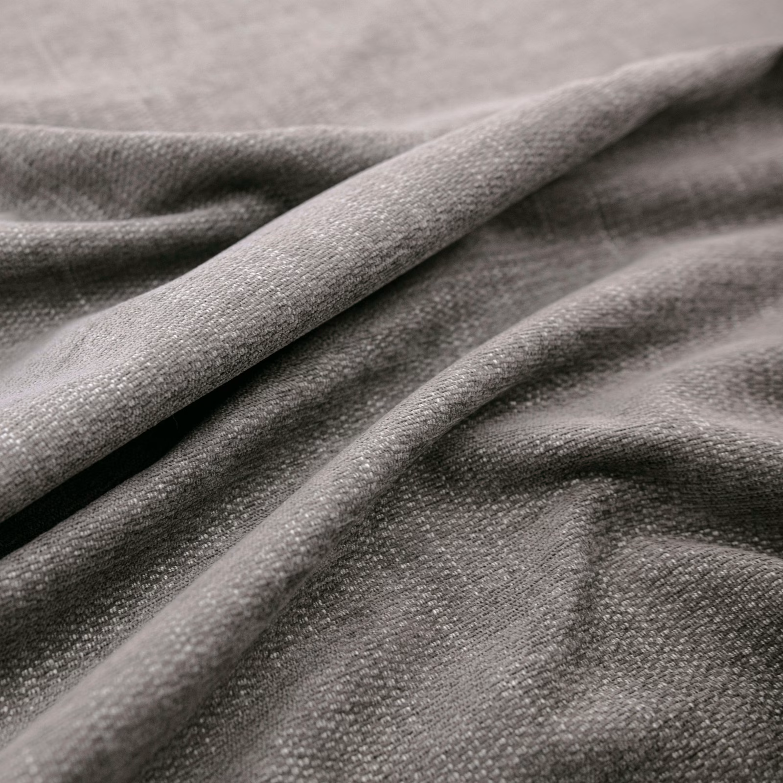 Close-up of Shadow grey fabric showing a fine, softly pebbled woven surface