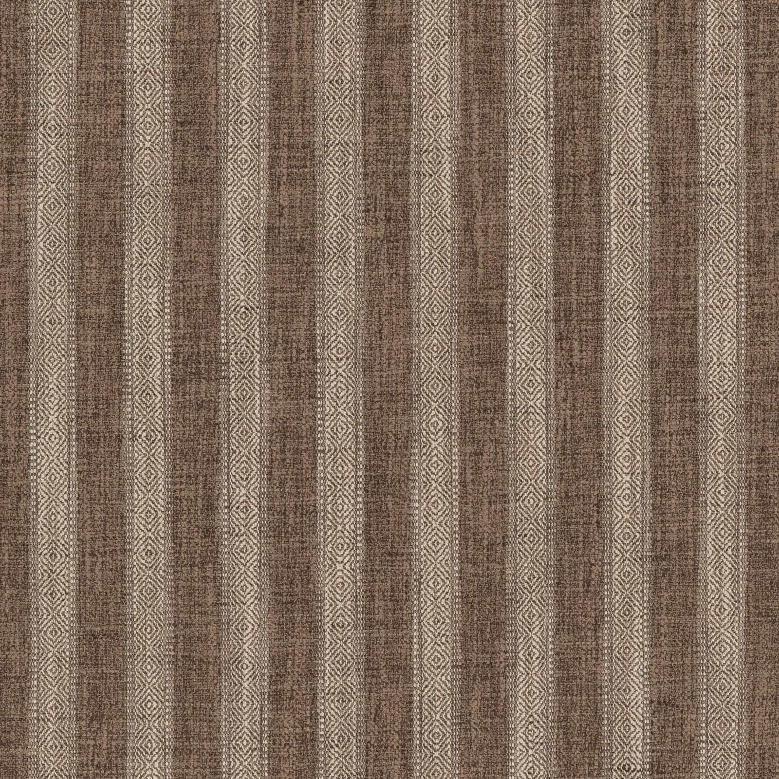 Warm taupe woven fabric with vertical diamond stripes and subtle slub texture