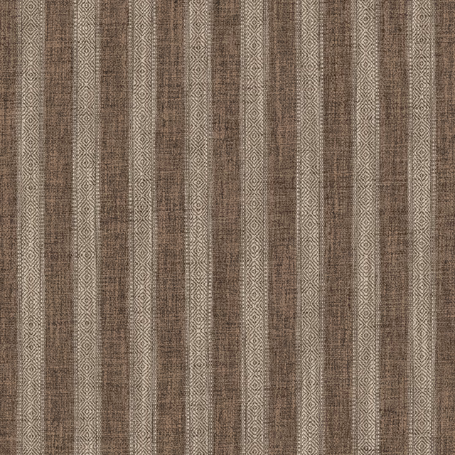Warm taupe woven fabric with vertical diamond stripes and subtle slub texture