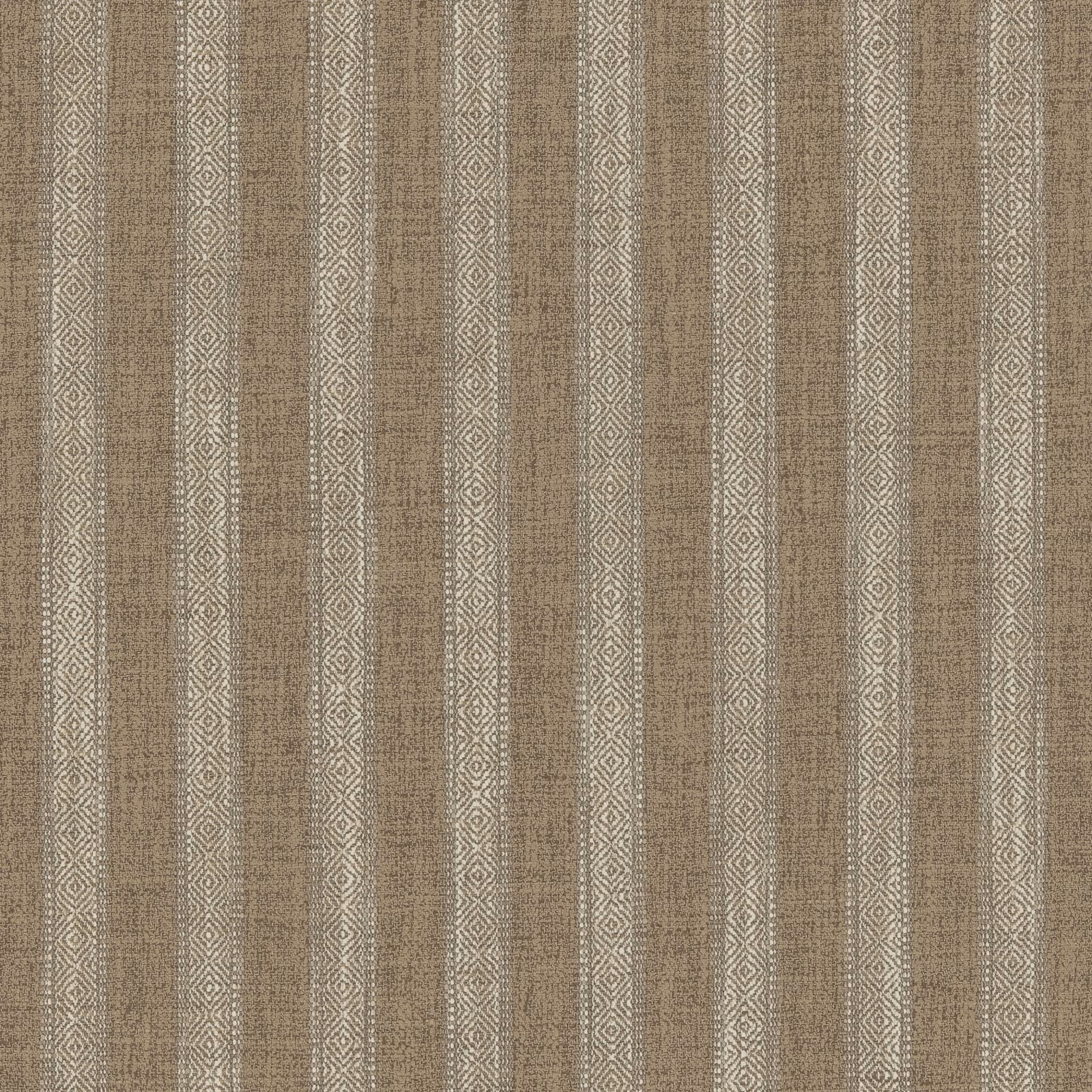 Warm taupe Berland fabric with narrow vertical diamond-patterned stripes and a dry woven texture