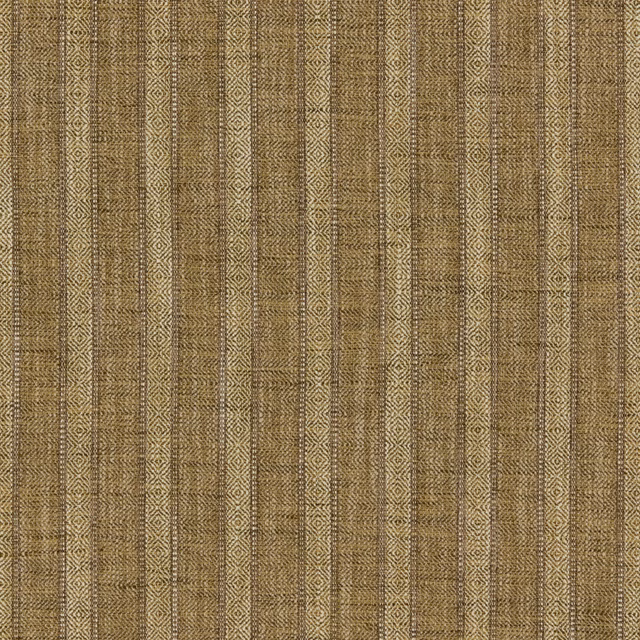 Muted ochre woven fabric with narrow vertical diamond and zigzag stripes