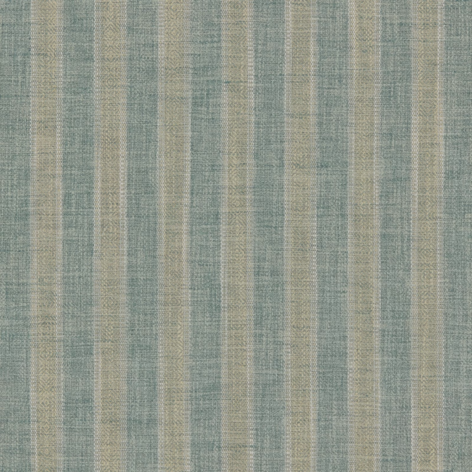 Close-up of muted sea-glass teal fabric with pale vertical stripes and fine woven texture