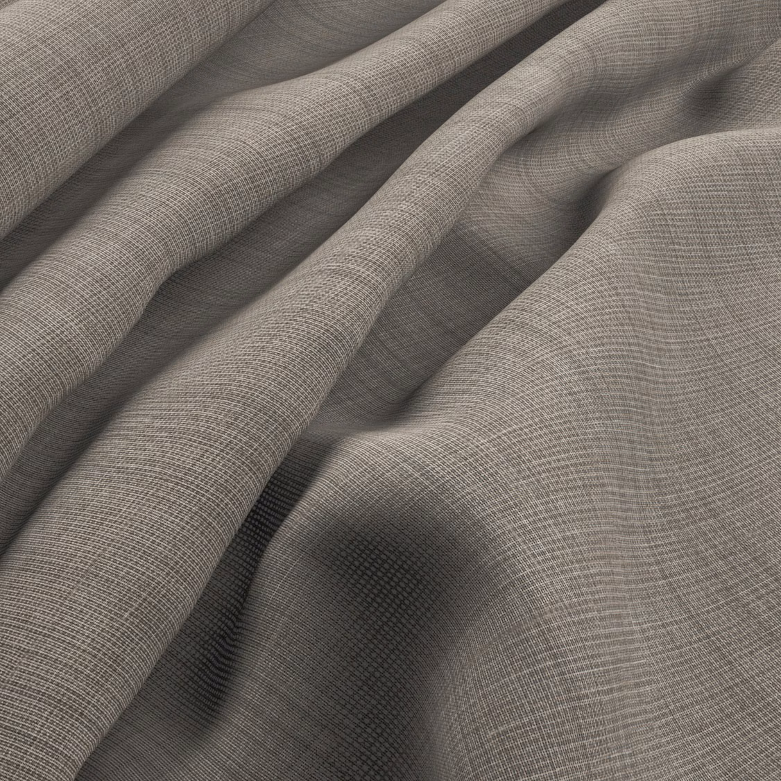 Cool taupe-grey Bermuda fabric showing a fine crosshatched weave in soft folds