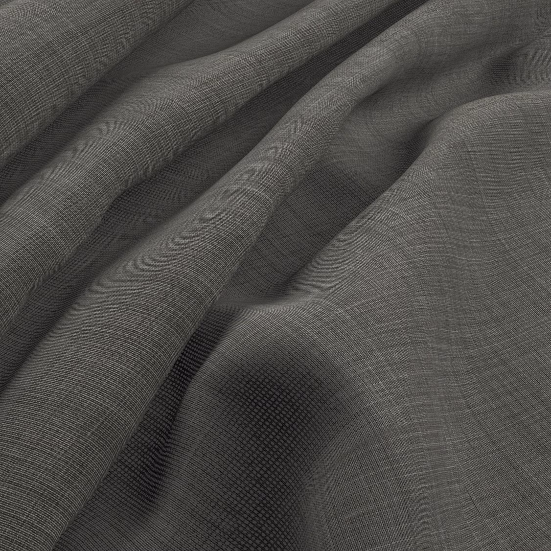 Cool steel-grey woven fabric with fine crosshatch texture in deep folds