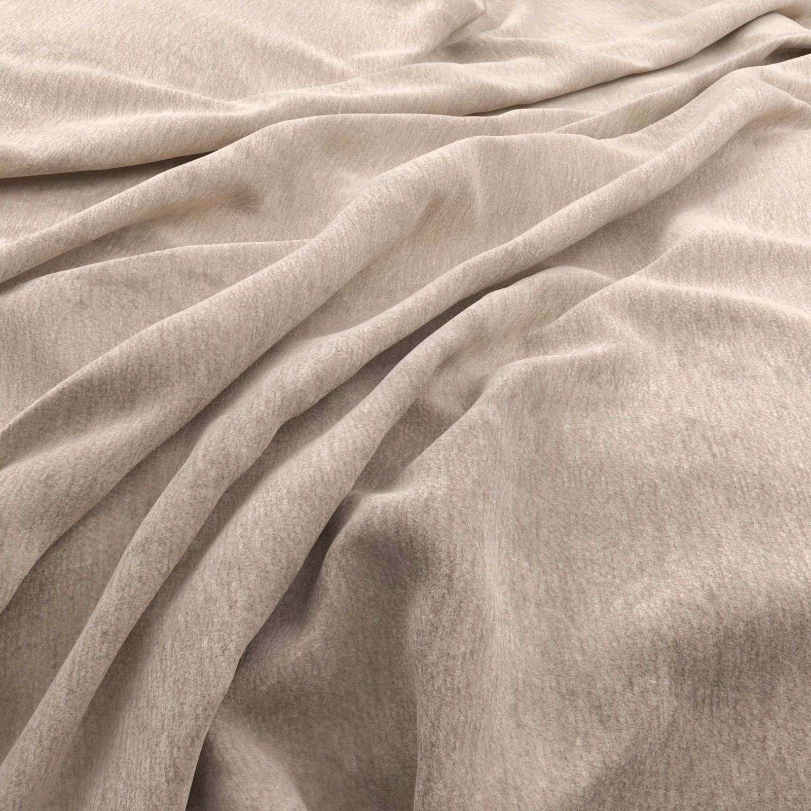 Warm alabaster ivory fabric with soft nap and flowing sculptural folds