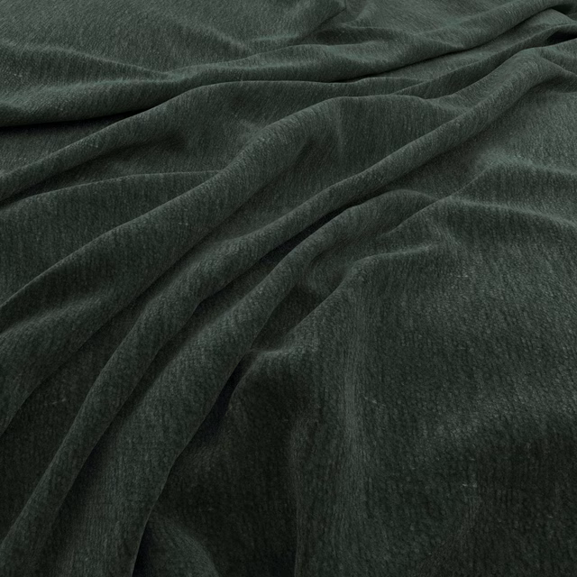 Deep forest-green velvet-like fabric with fine nap and softly reflective folds