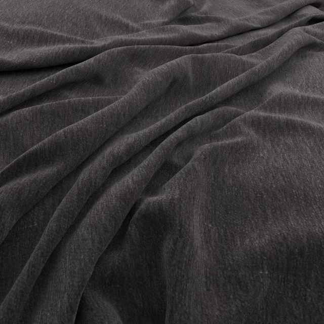 Dark pewter-grey plush fabric with fine vertical nap, folded to show soft sheen