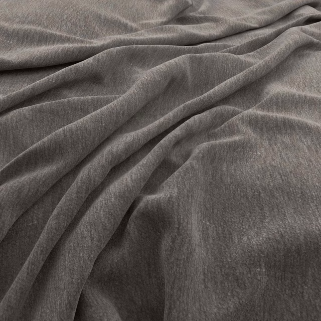 Smoky charcoal-grey textile with fine brushed texture gathered into soft folds