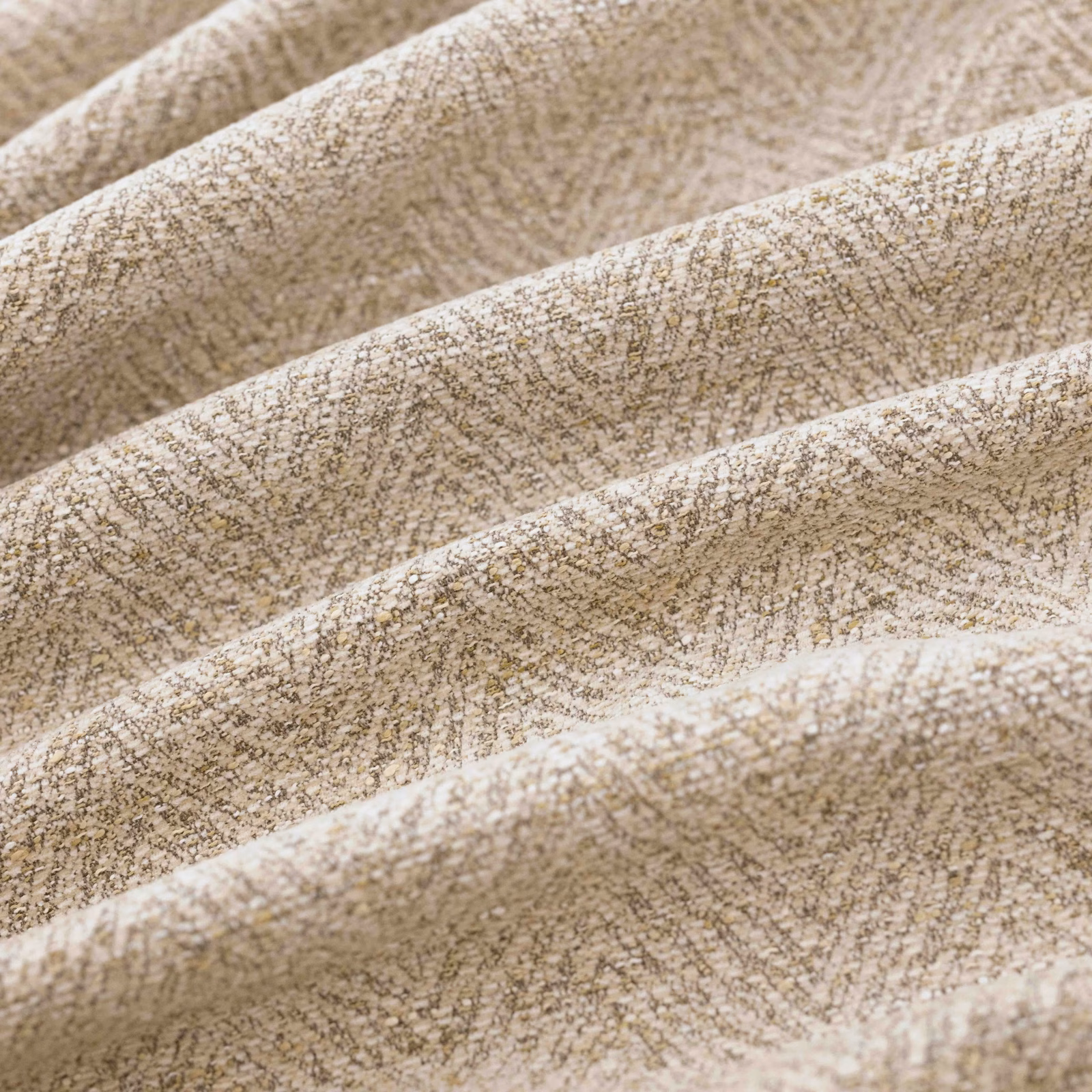 Warm ecru textile with fine crosshatched weave draped in soft folds