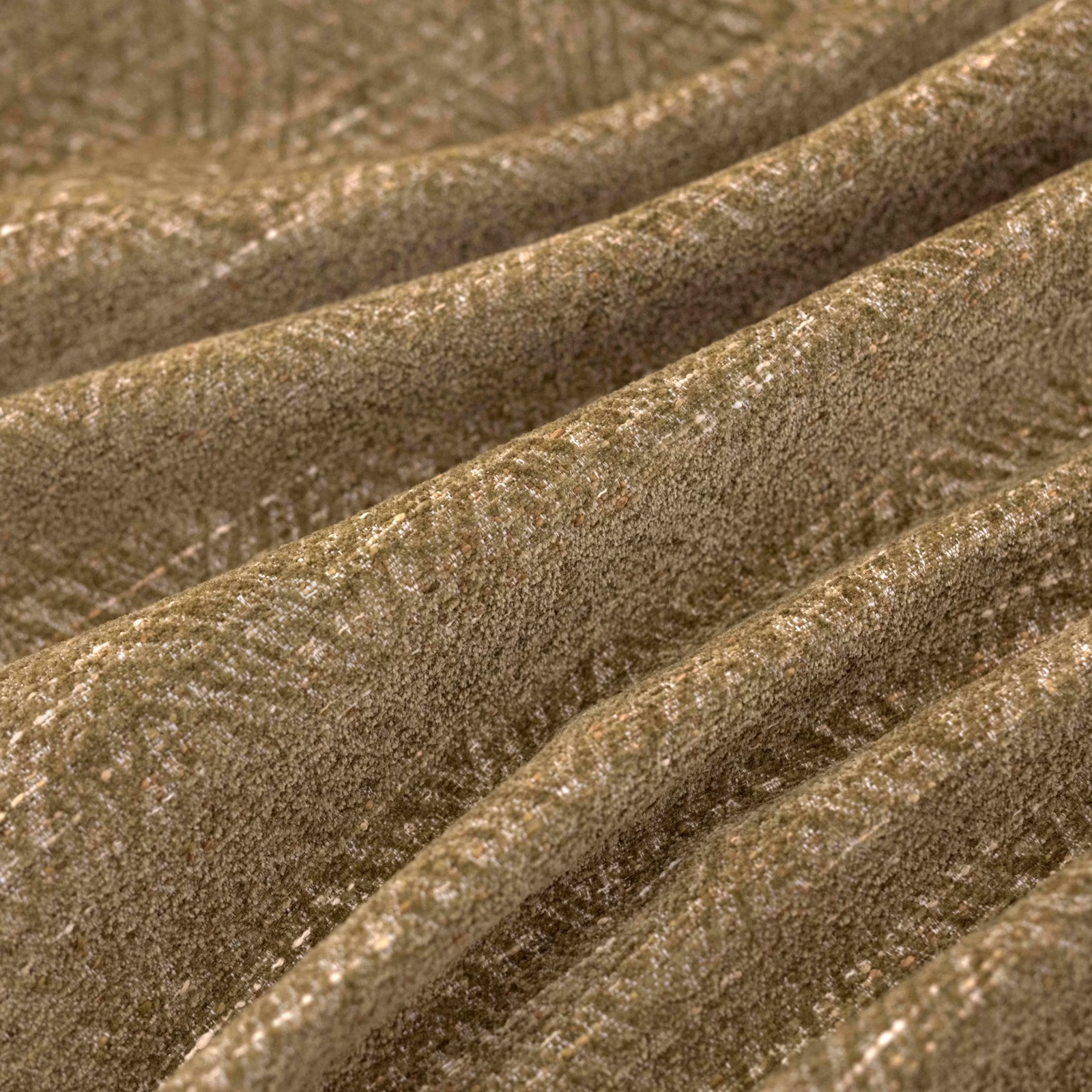 Close-up of Boutin Moss showing mottled moss-brown pile and soft folded sheen