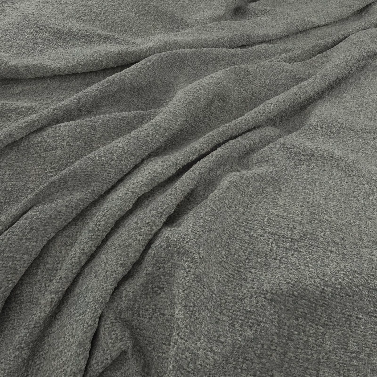 Moss-grey Brecon fabric with fine tactile grain arranged in deep soft folds