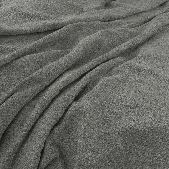 Moss-grey Brecon fabric with fine tactile grain arranged in deep soft folds