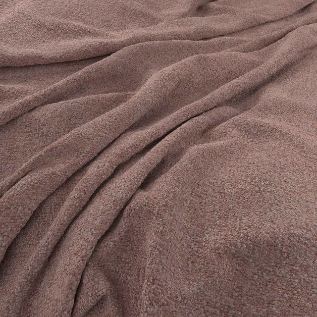 Muted rose-mauve brushed fabric gathered into soft, shadowed folds