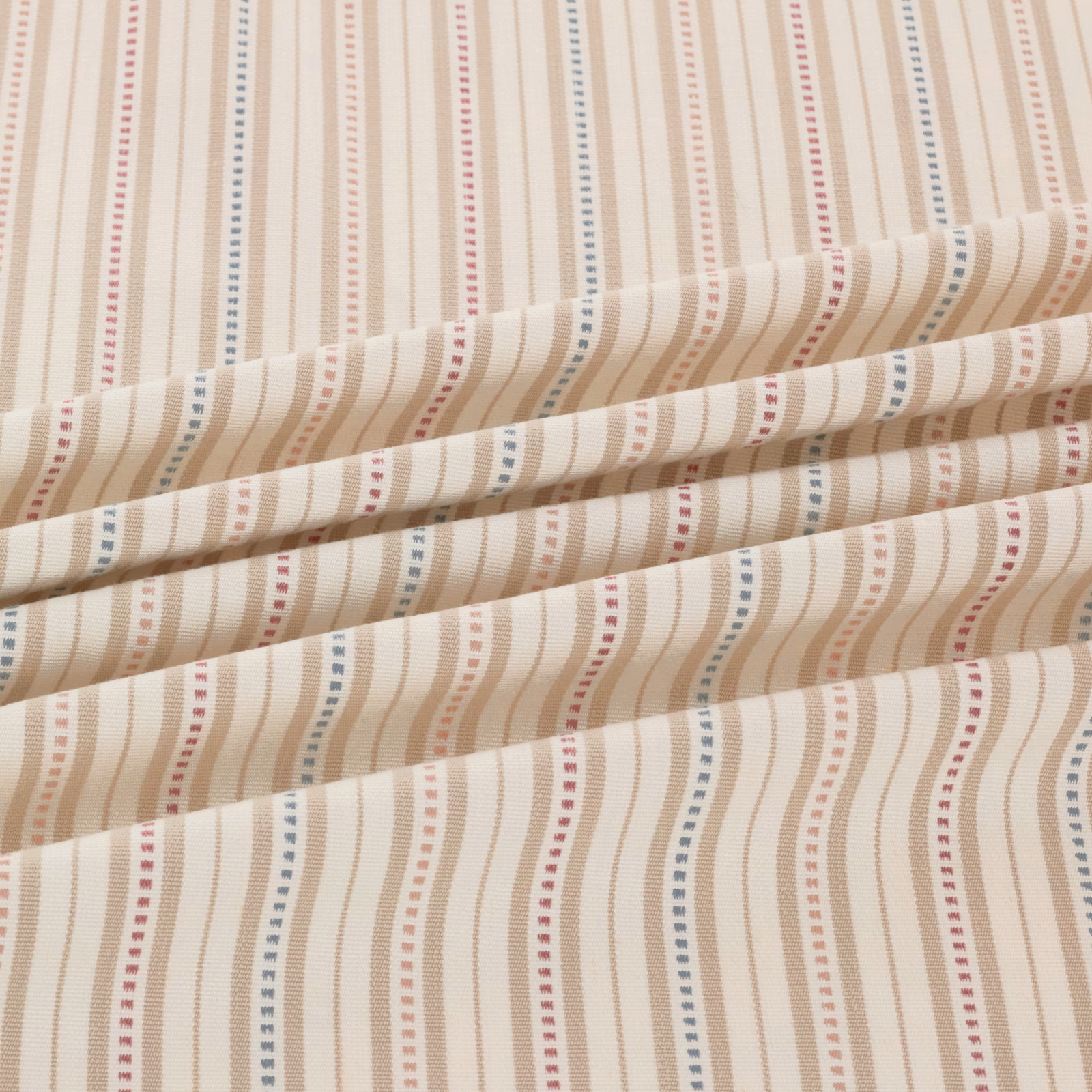 Cream and beige wavy stripes with dusty rose and blue-grey dotted lines