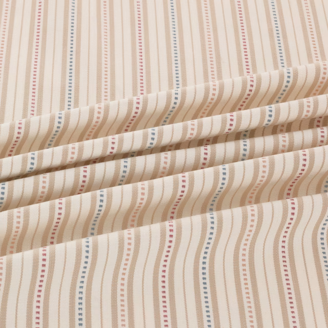 Cream and beige wavy stripes with dusty rose and blue-grey dotted lines