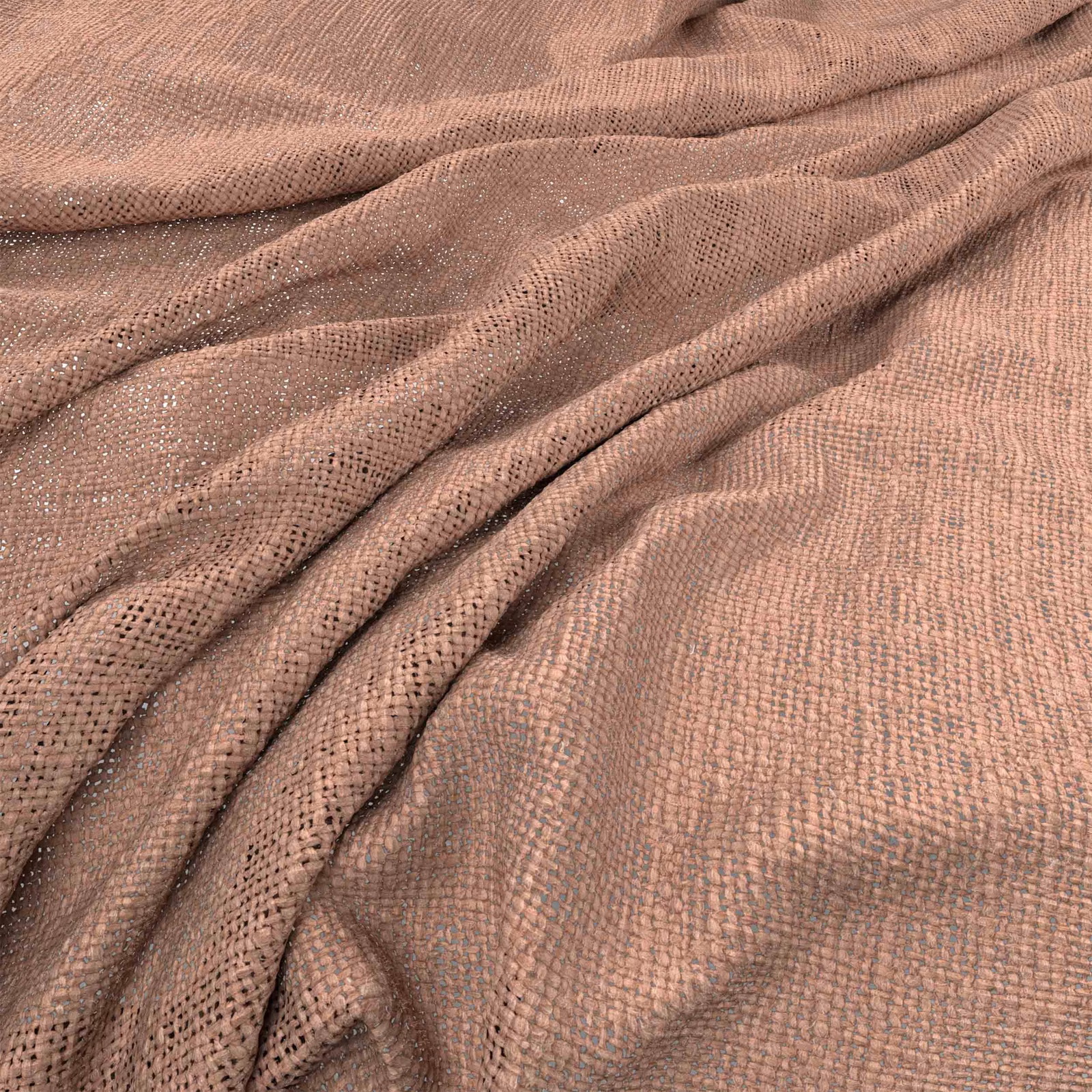 Dusty blush-pink woven fabric showing open texture and softly draped folds