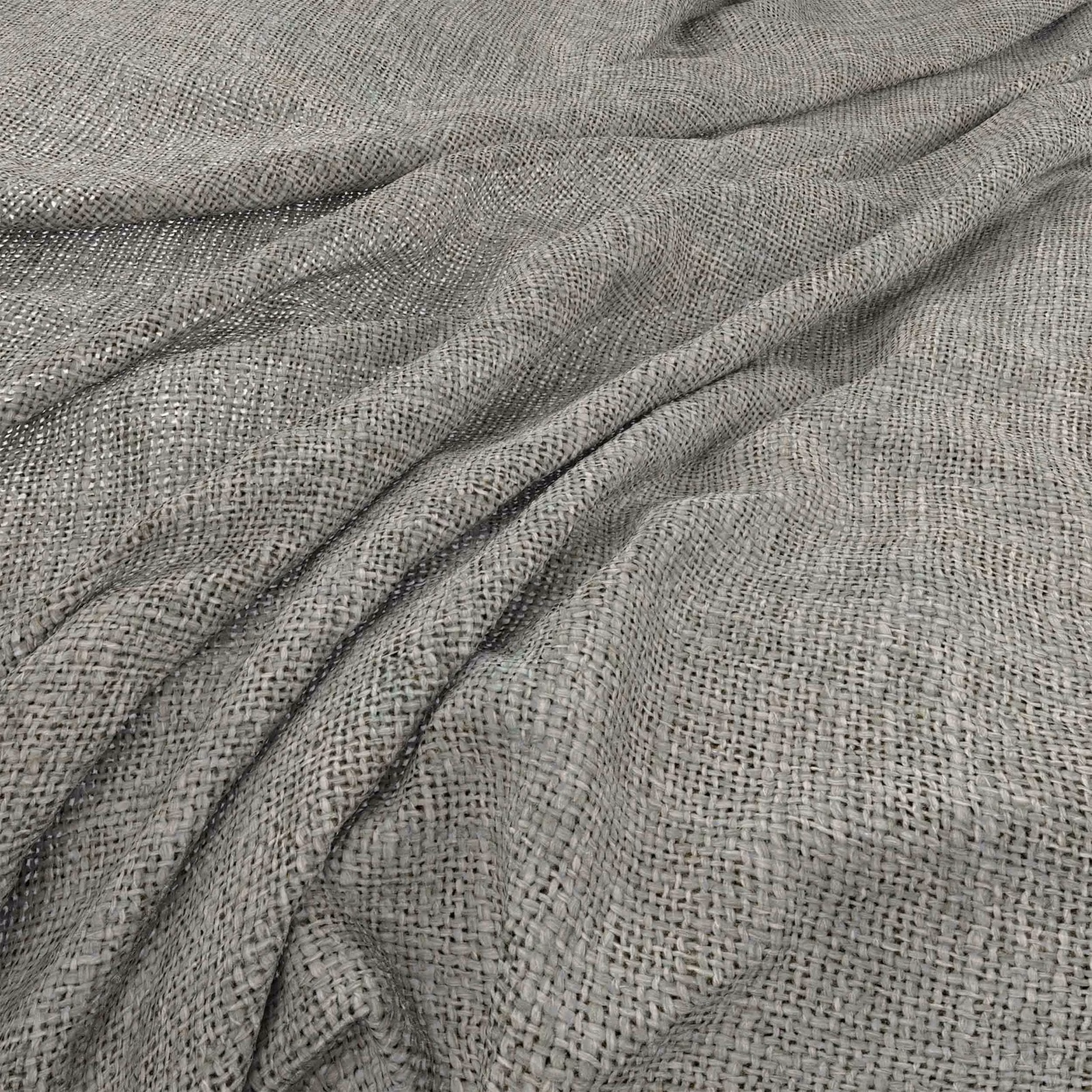 Cool grey open weave with fine irregular texture falling into soft folds
