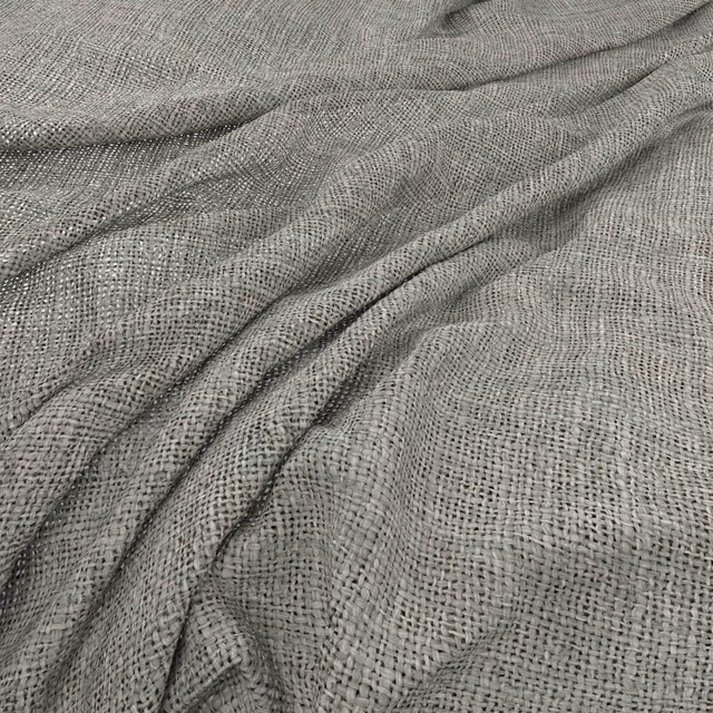 Cool grey open weave with fine irregular texture falling into soft folds