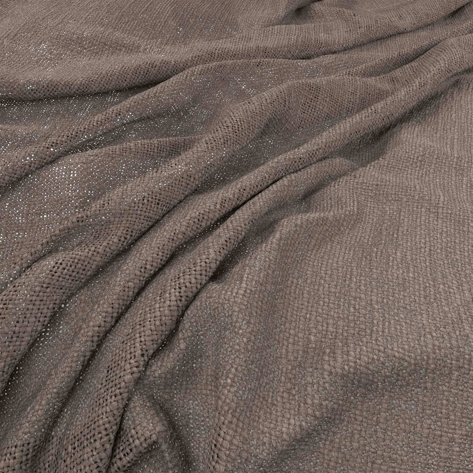 Cool taupe Flagstone textile showing fine woven texture and softly folded drape