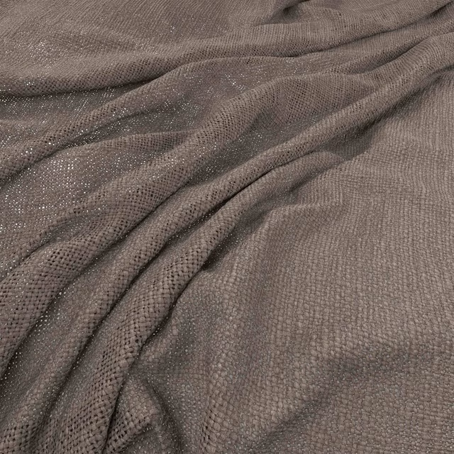 Cool taupe Flagstone textile showing fine woven texture and softly folded drape