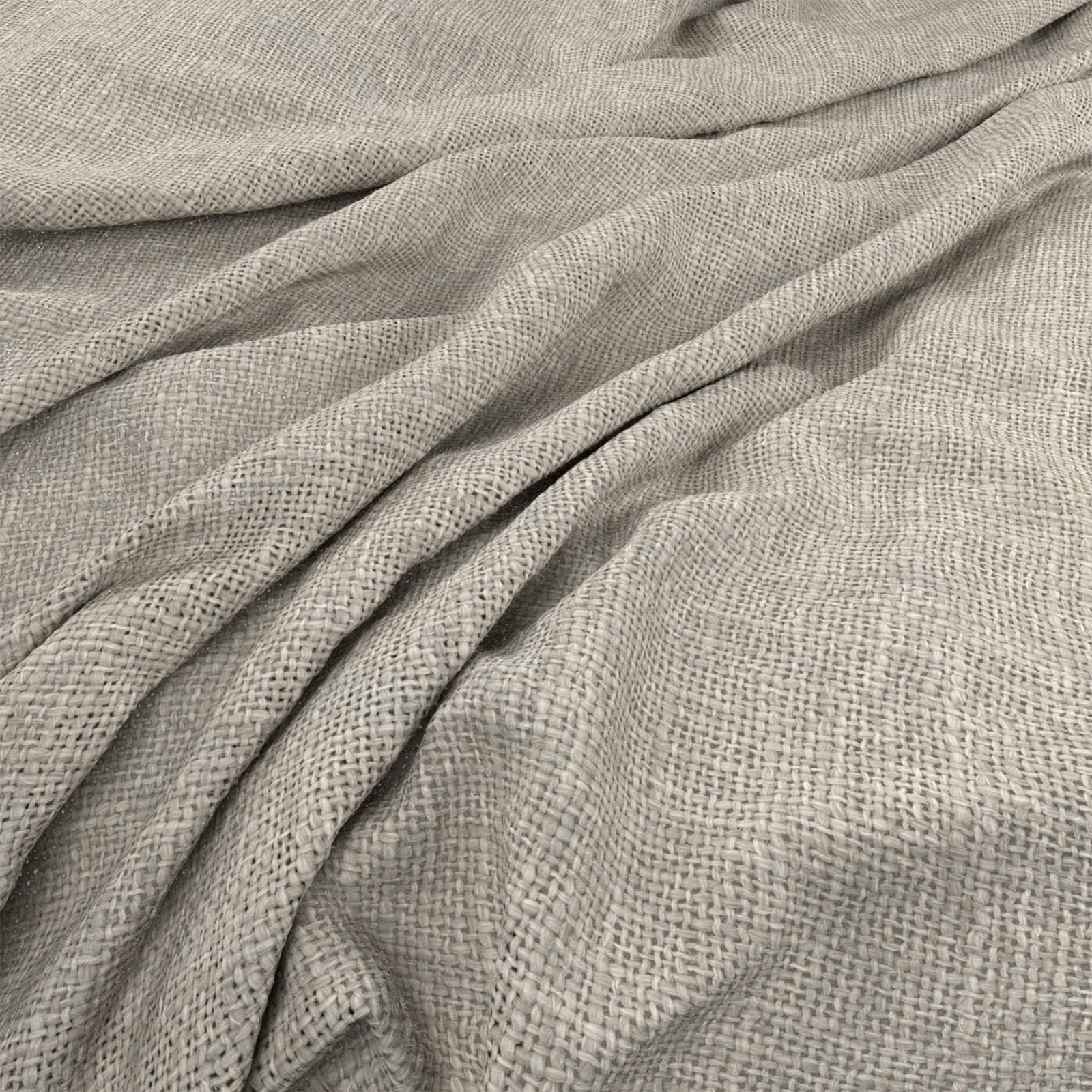 Pale greige Bruges Limewash fabric showing an open woven texture in soft folds