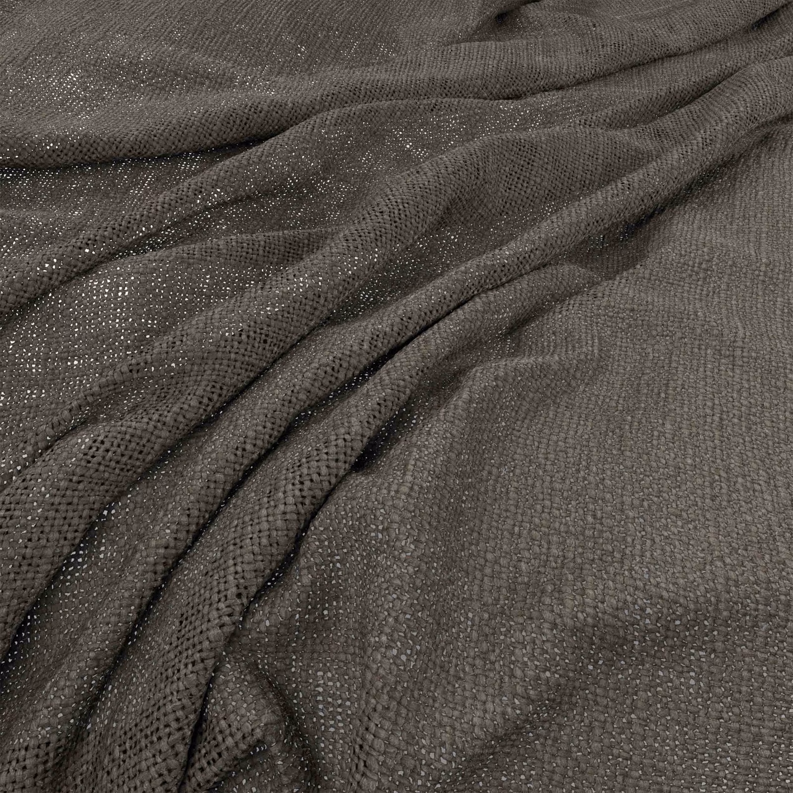Close-up of dark charcoal-grey Bruges fabric with a small pebbled woven texture