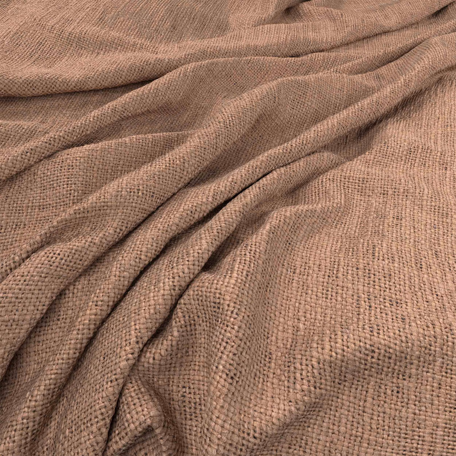 Warm nude-taupe Bruges fabric showing a softly nubby woven texture in folded drape