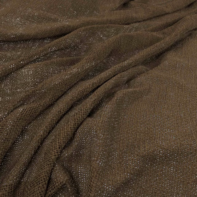 Deep olive-brown Bruges fabric showing a nubby, softly varied woven surface