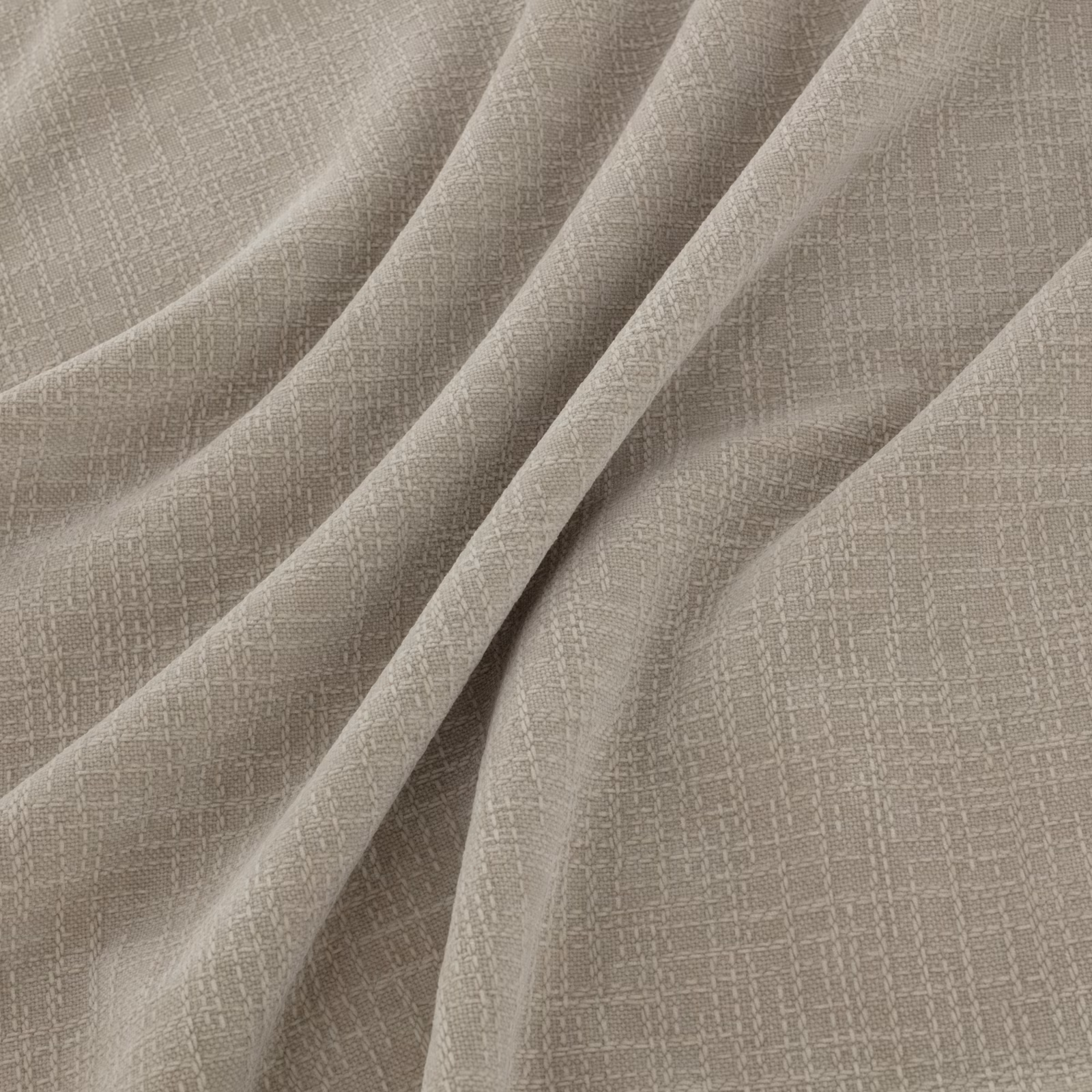 Pale dove-grey woven textile with a fine irregular checked surface in soft folds