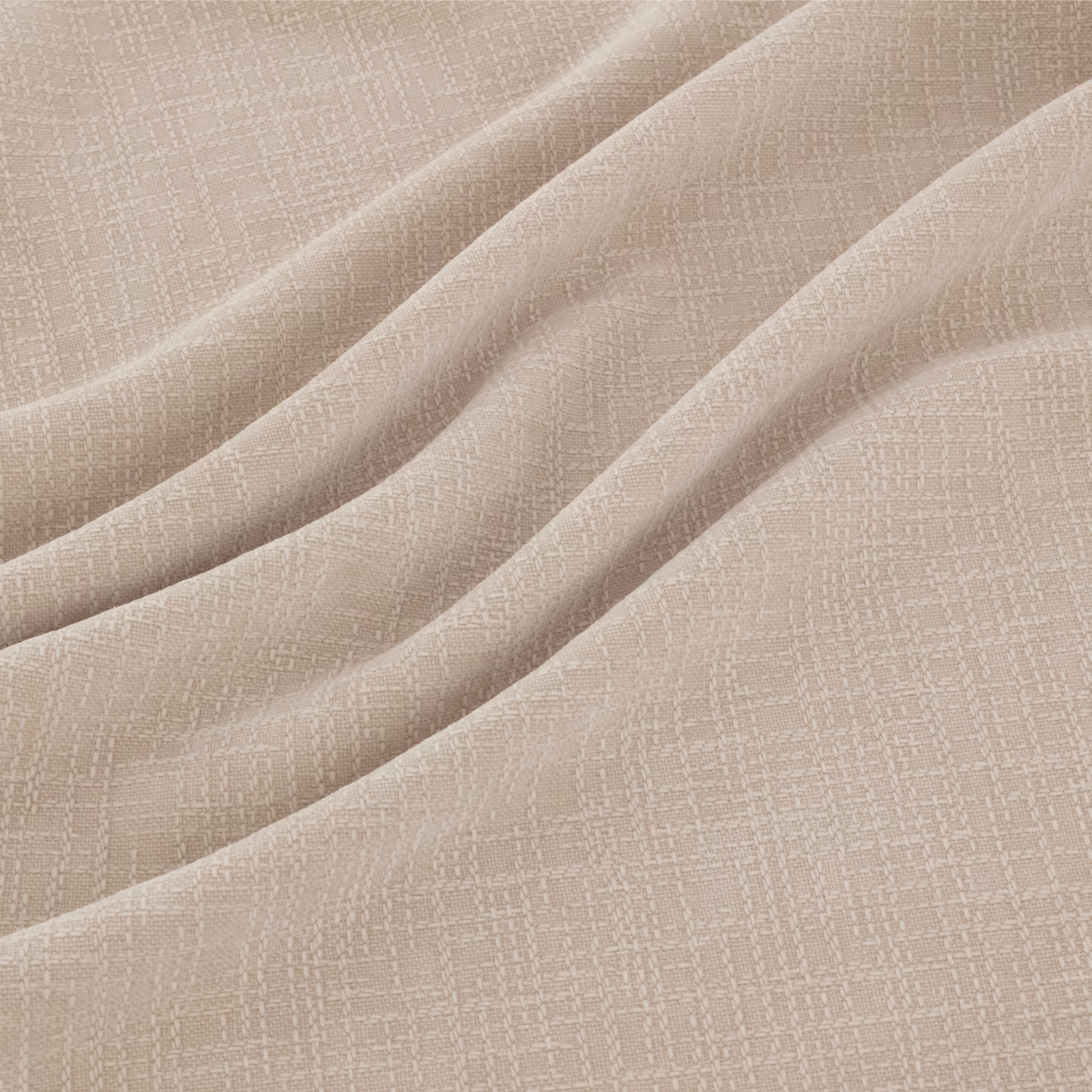 Warm ivory fabric with a fine woven crosshatch, draped in soft folds