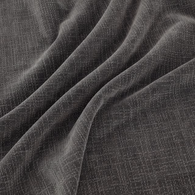 Charcoal-grey Bugatti fabric with fine crosshatch weave falling in soft folds