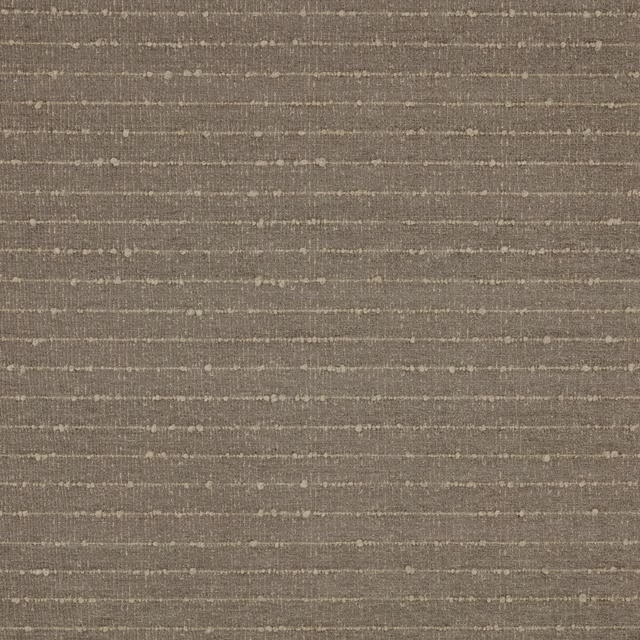 Warm taupe upholstery fabric with fine horizontal striations and dotted slubs