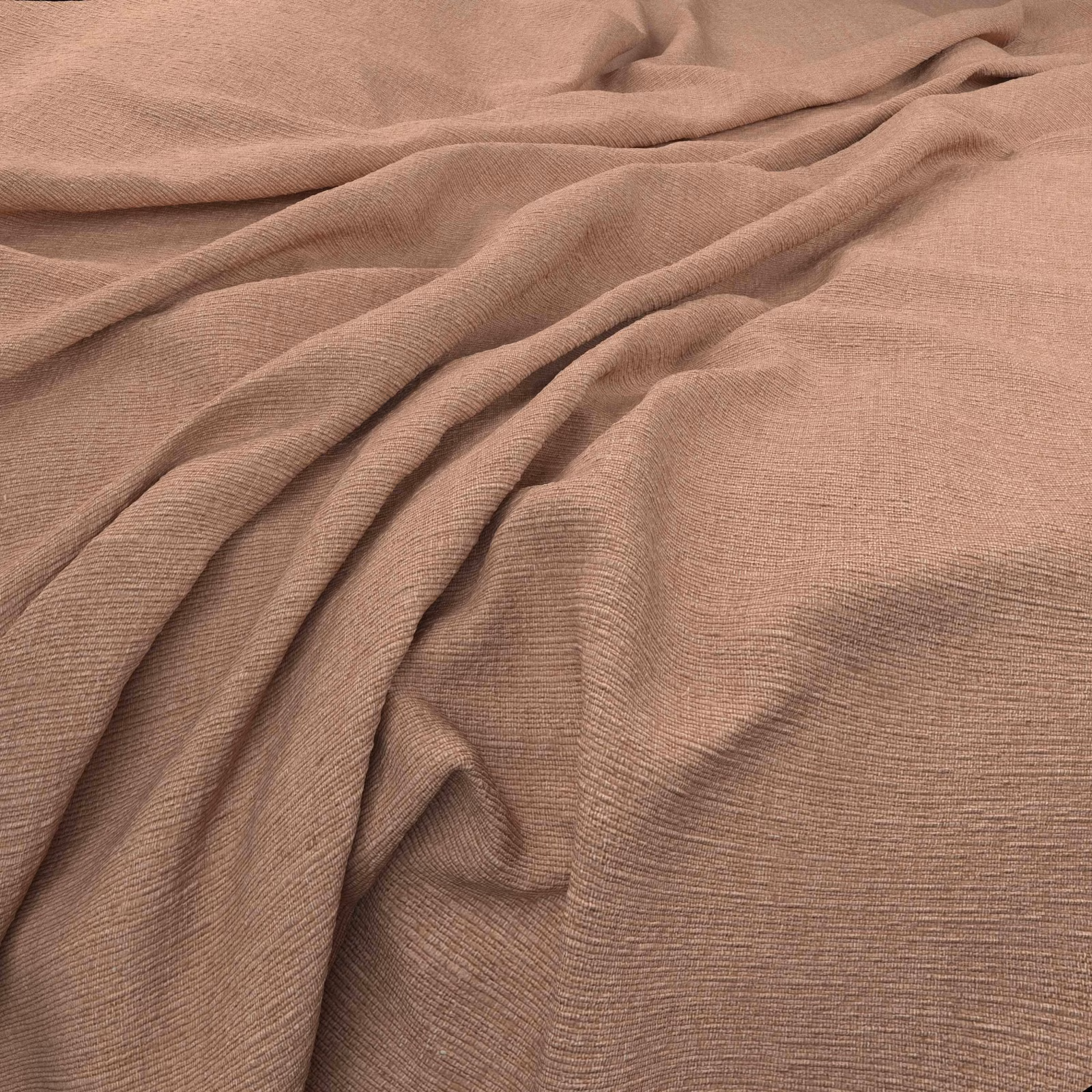 Dusty rose taupe fabric with fine horizontal weave draped in soft folds