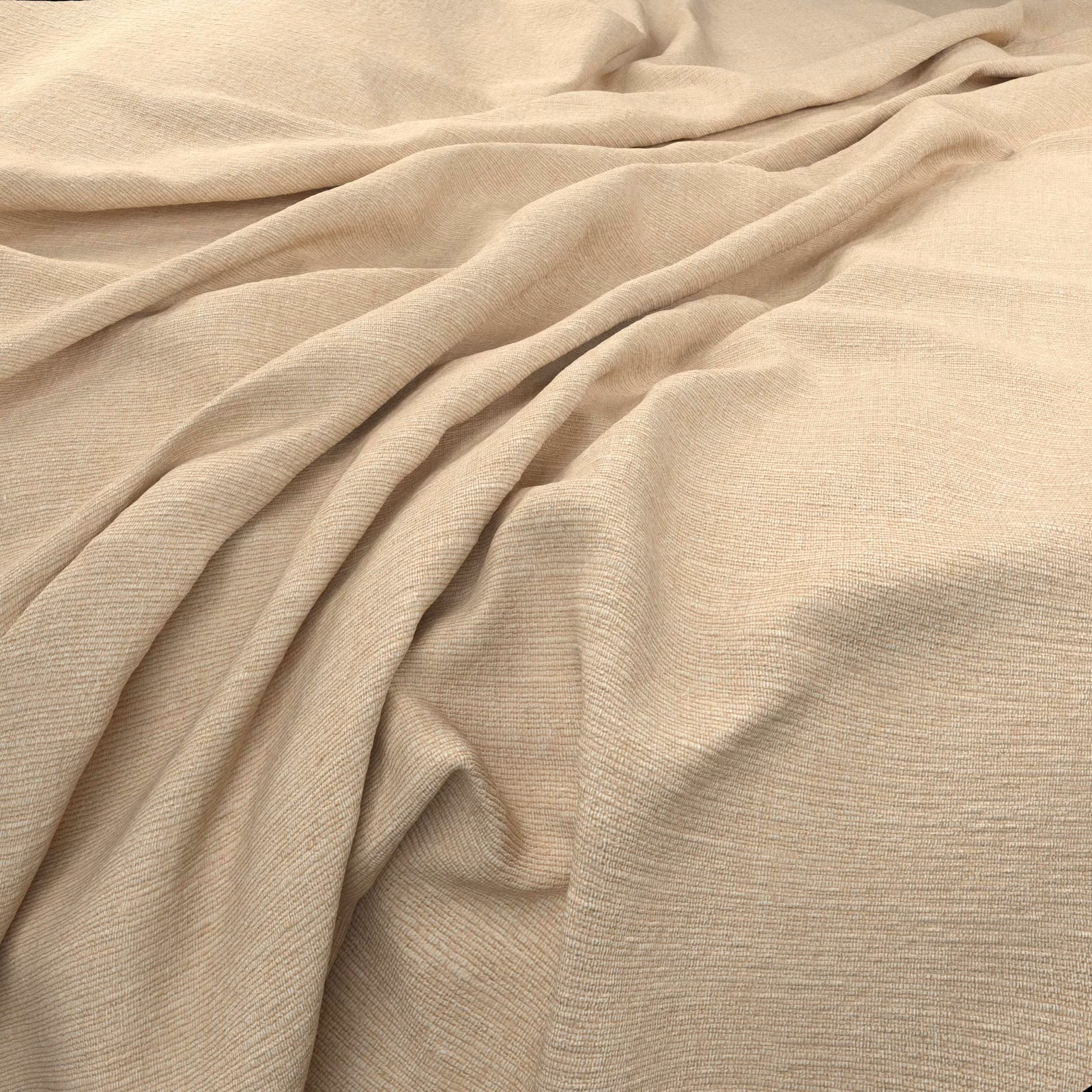 Warm ivory fabric with fine horizontal ribbing gathered into soft folds