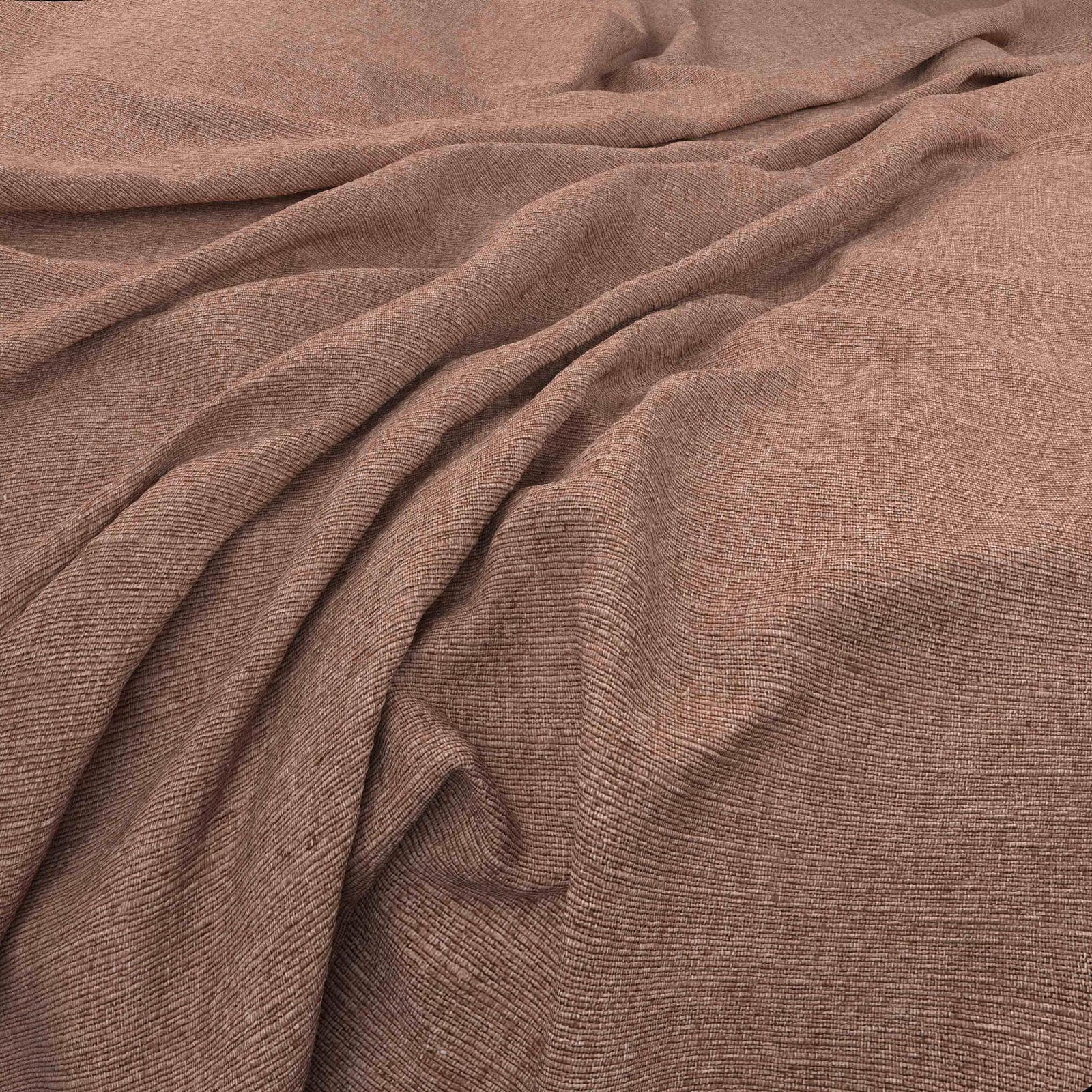 Warm dusty rose-taupe fabric with fine horizontal texture falling in soft folds