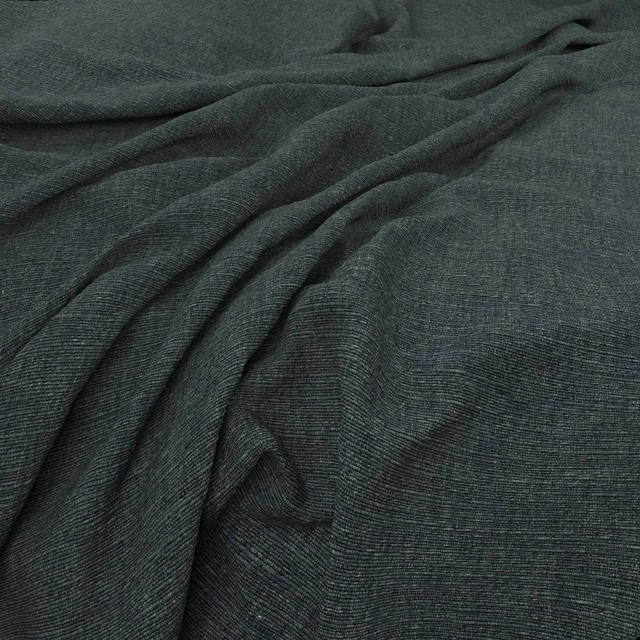 Dark pine-green woven swatch with fine horizontal ribbing and soft folded shadows