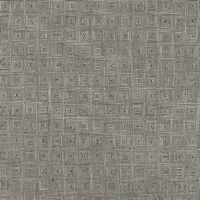 Charcoal and ivory woven textile with dense small concentric square motifs
