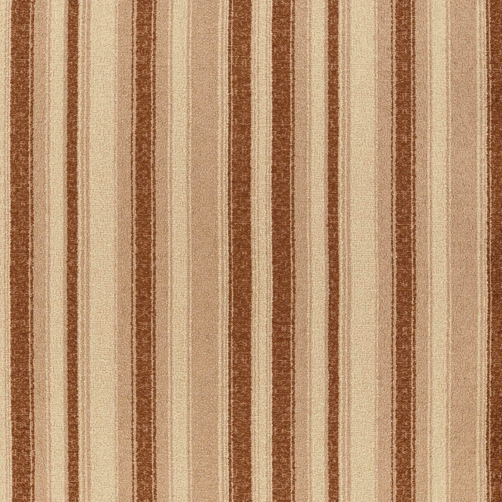 Cream, tan and terracotta fabric with irregular vertical woven stripes