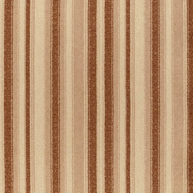 Cream, tan and terracotta fabric with irregular vertical woven stripes