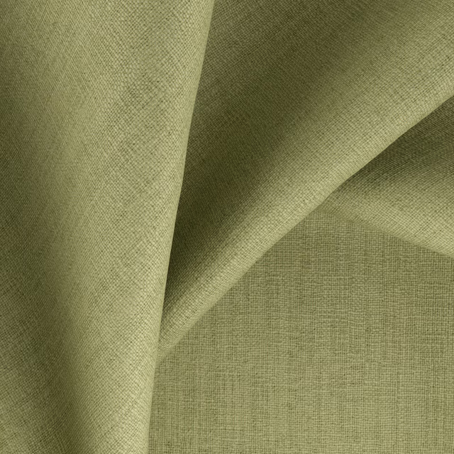 Muted apple-green woven fabric with fine crosshatched texture and softly shaded folds