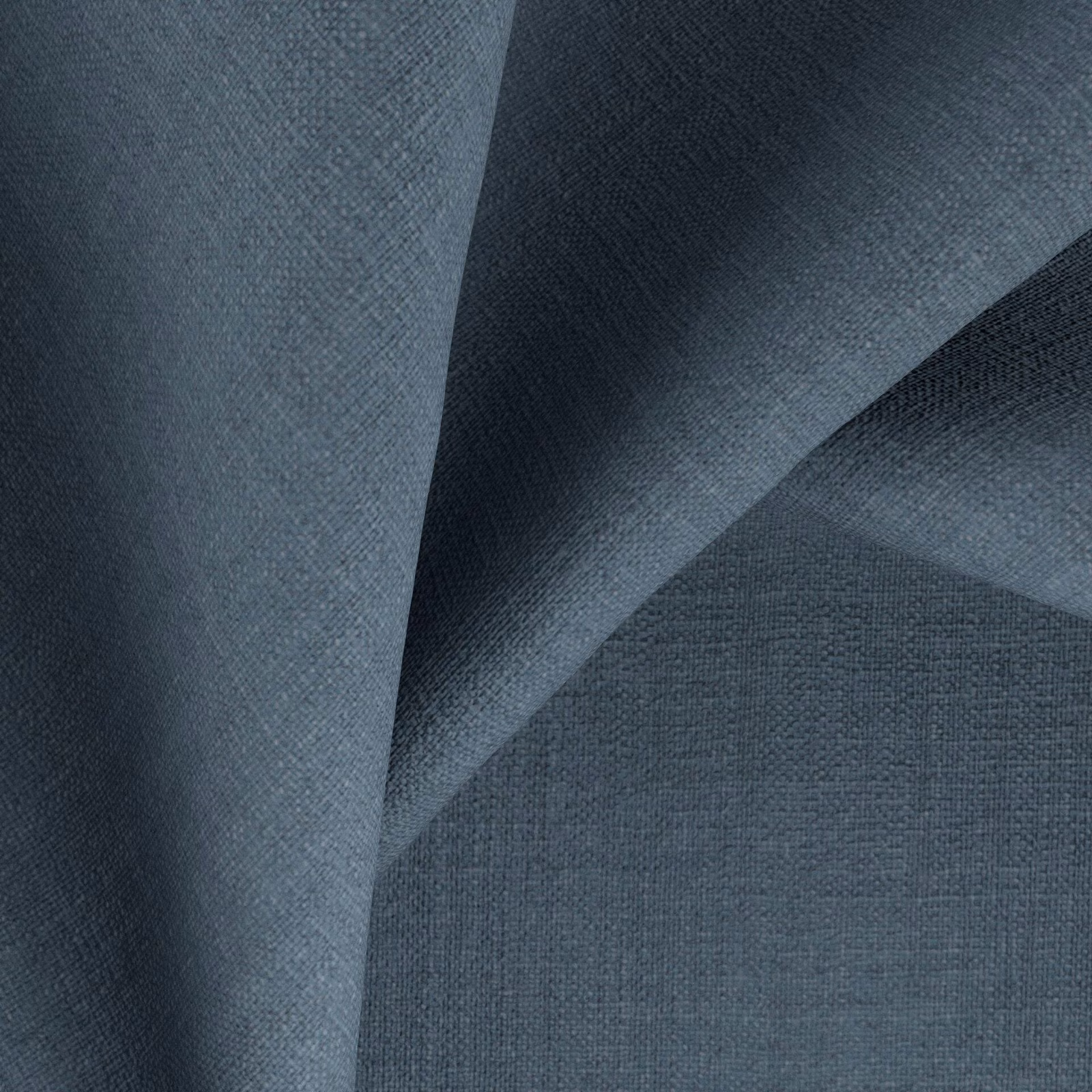 Deep Atlantic blue-grey fabric with a fine woven texture, folded to show tonal shading.
