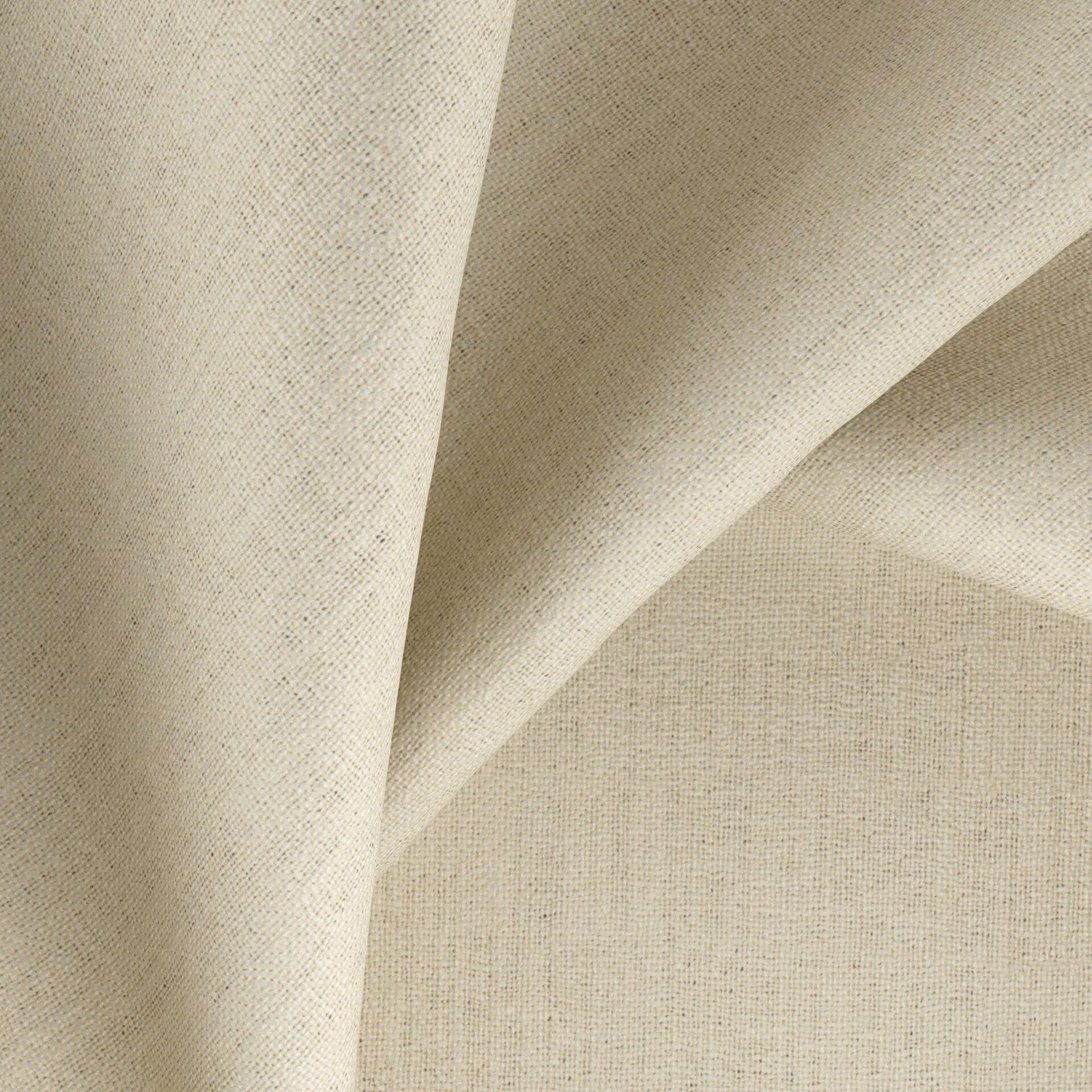 Warm butter-cream plain weave fabric with fine flecks folded into soft sculptural drapes