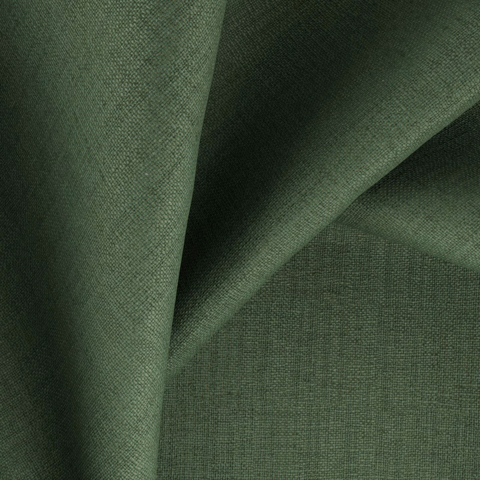 Deep evergreen woven swatch with fine crosshatch texture and folded drape